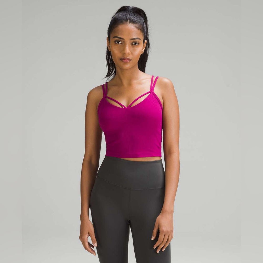 Lululemon 8 Align Strappy Ribbed Tank Top Magenta Purple Crop Padded Yoga Nulu